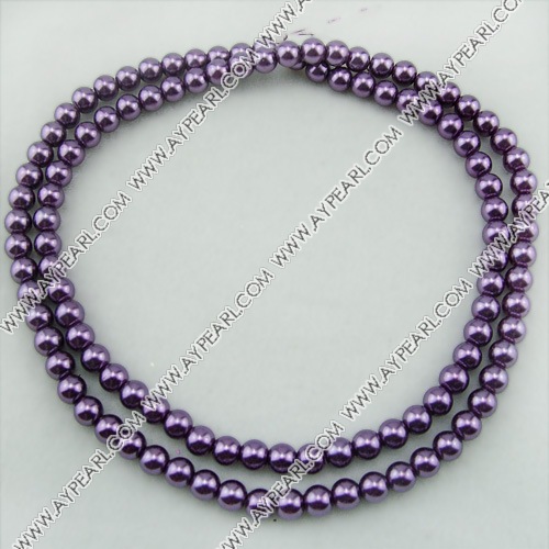 acrylic pearl beads, purple, 8mm round, sold by per strand