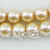 acrylic pearl beads, yellow, 8mm round, sold by per strand