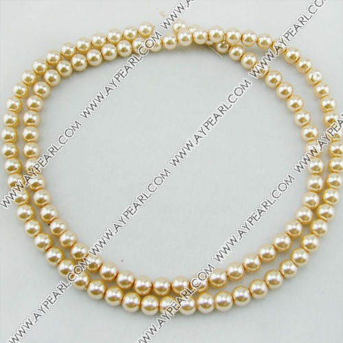 acrylic pearl beads, yellow, 8mm round, sold by per strand