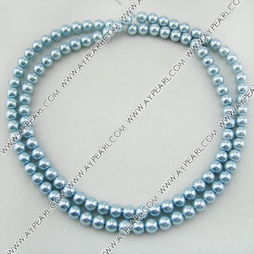 acrylic pearl beads, dyed blue, 8mm round, sold by per strand