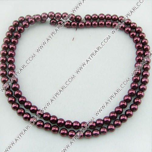 acrylic pearl beads, red purple, 8mm round, sold by per strand