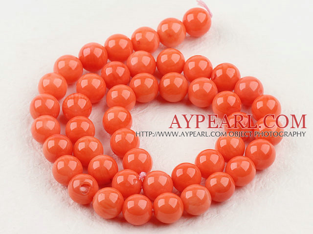 Coral Beads, Orange, 9mm round,Sold per 15.7-inch strands