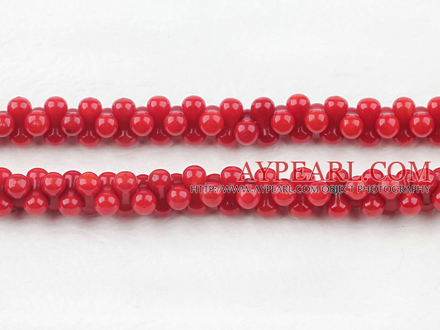 Coral Beads, Red, 5*9mm faceted peanut shape, Sold per 15.7-inch strand