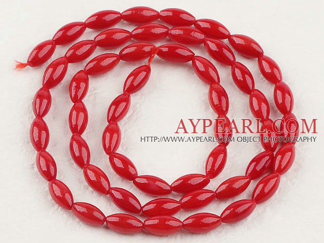 Coral Beads, Red, 4*8mm rice shape, Sold per 15.7-inch strand