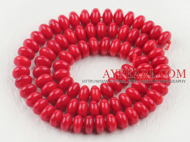 coral beads,5*8mm abacus,red,Sold per 15.75-inch strands