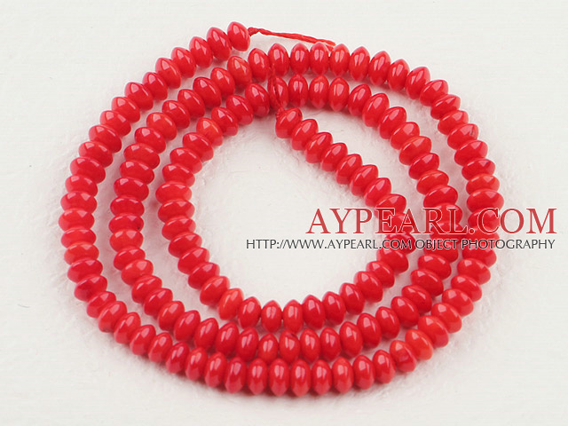 coral beads,3*5mm disc,red,sold per 15.75-inch strand