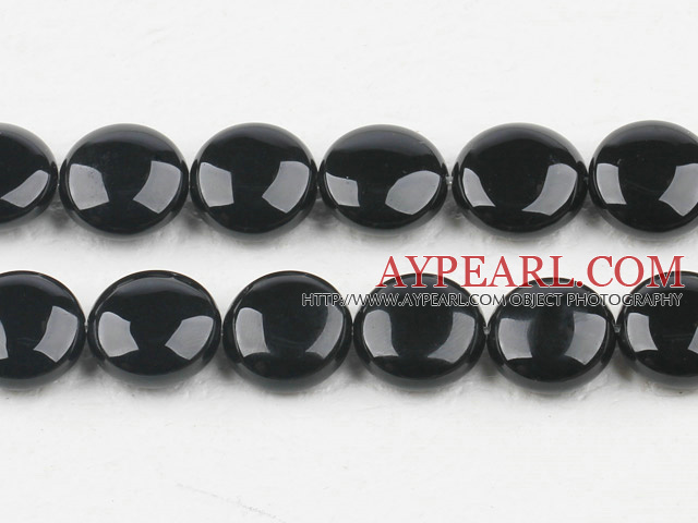 black agate beads,12mm flat oval,Grade A,sold per 15.75-inch strand