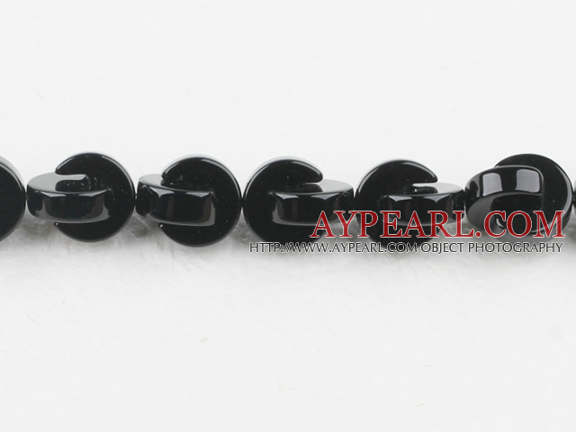 black agate beads,10mm crossed buckle,Grade A ,sold per 15.75-inch strand