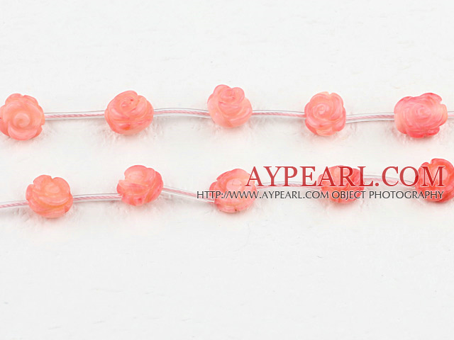 coral beads,5*8mm,carved with rose,pink,Sold per 15.75-inch strands