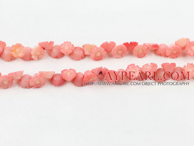 coral beads,4*7mm,carved with morning glory,baby pink,Sold per 15.75-inch strands