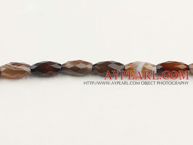 grey agate beads,8*16mm rice,faceted,Sold per 15.75-inch strands