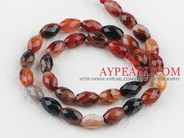 stripe agate beads,8*12mm date core,red ,faceted, sold per 15.75-inch strand