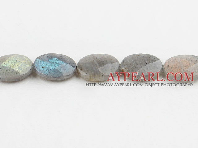 Flashing Gemstone Beads, 15*20mm faceted flat oval,Sold per 15.7-inch strands