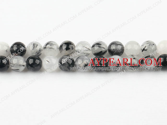 Black Rutilated Quartz beads,10mm round,Sold per 15.75-inch strands