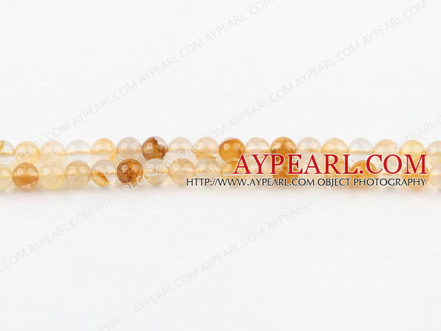 iron crystal beads,yellow,6mm round,sold per 15.75-inch strand