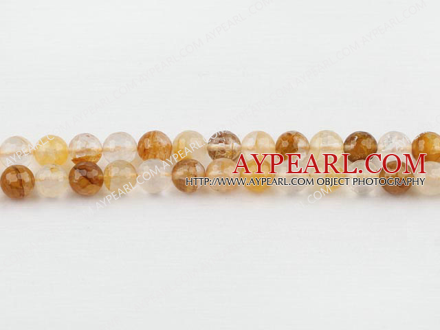 iron crystal beads,yellow,faceted,,8mm round,Sold per 15.75-inch strands