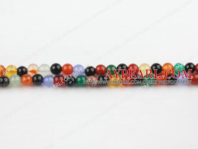 seven color agate beads,6mm round, sold per 15.75-inch strand