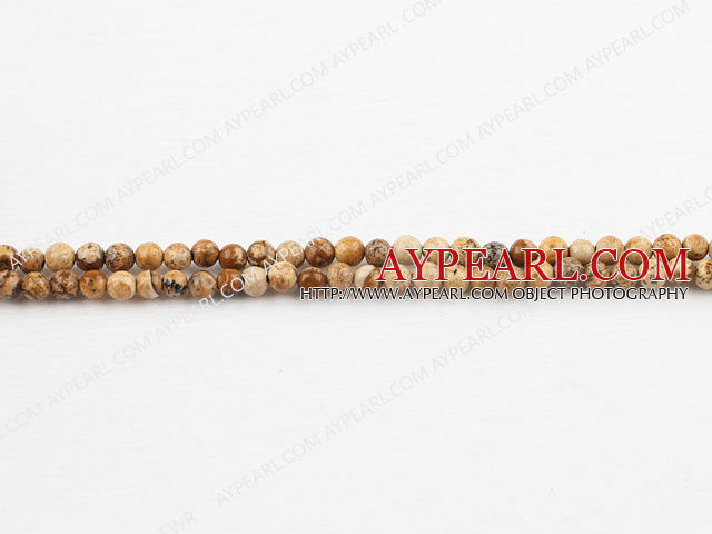 picture jasper beads,4mm round ,sold per 15.75-inch strand