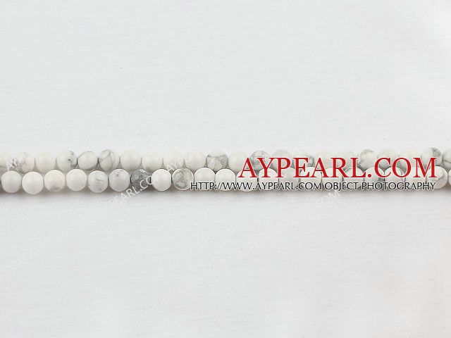 turquoise beads,4mm round,white, sold per 15.75-inch strand