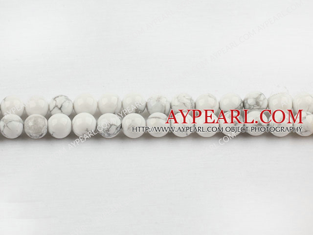 turquoise beads,8mm round,white, sold per 15.75-inch strand