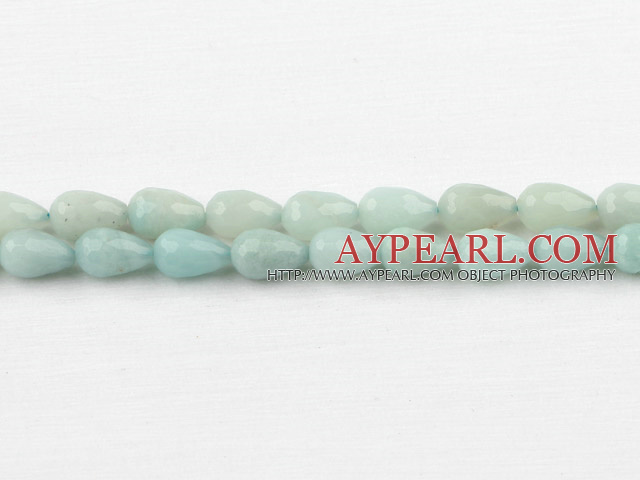 amazon beads,8*12mm teardrop,faceted,straight hole,Sold per 15.75-inch strands