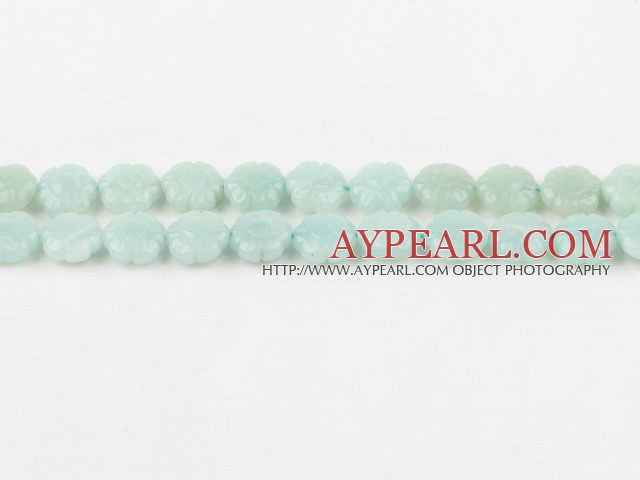 amazon beads,5*12mm,carved with plum blossom, light green ,Sold per 15.75-inch strands