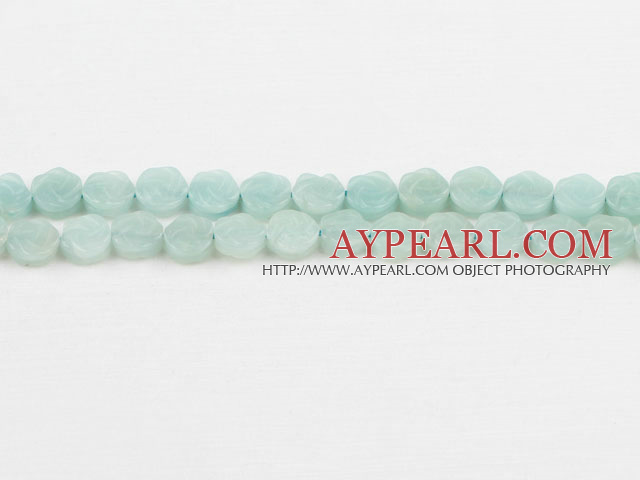 amazon beads,4*10mm,carved with rose, light green ,Sold per 15.75-inch strands