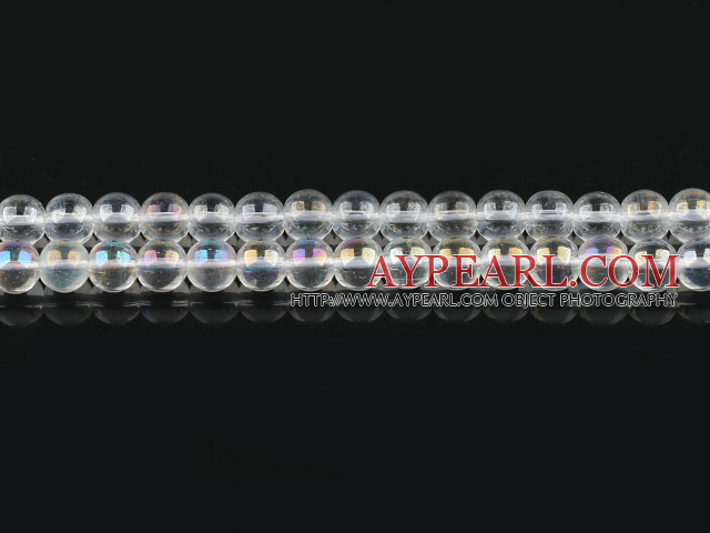 white crystal beads ,8mm round,color added,sold per 15.75-inch strand