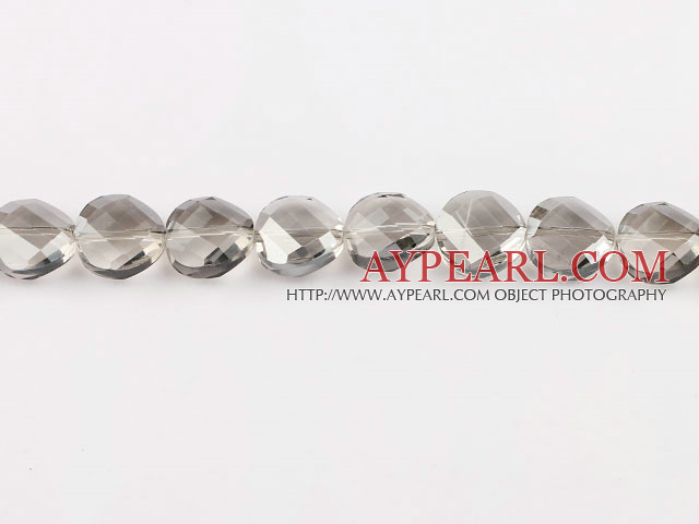 manmade crystal beads,6*12mm potato slice, accompany with the transparent grey color, sold per 14.17inches strand