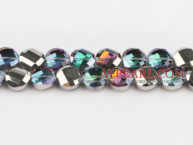 manmade crystal beads,6*12mm potato slice,accompany with colors,sold per 14.17inches strand