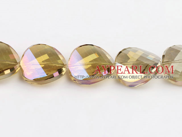 manmade crystal beads,30mm potato slice,yellow,Sold per 14.17-inch strands