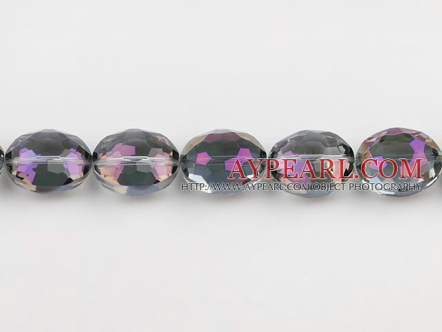 manmade crystal beads,11*16*20mm, grey, accompany with the purple color, Sold per 14.17inches strand