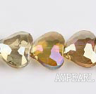 manmade crystal beads,8*23*20mm heart,accompany with the yellow color,Sold per 14.17-inch strands