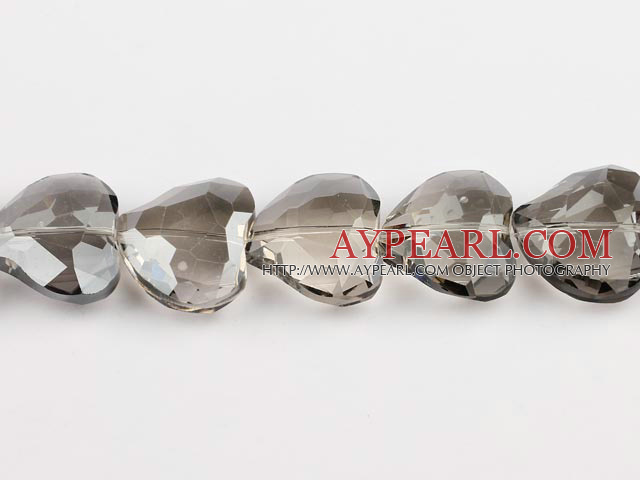 manmade crystal beads,10*22*28mm heart,grey,Sold per 13.39-inch strands