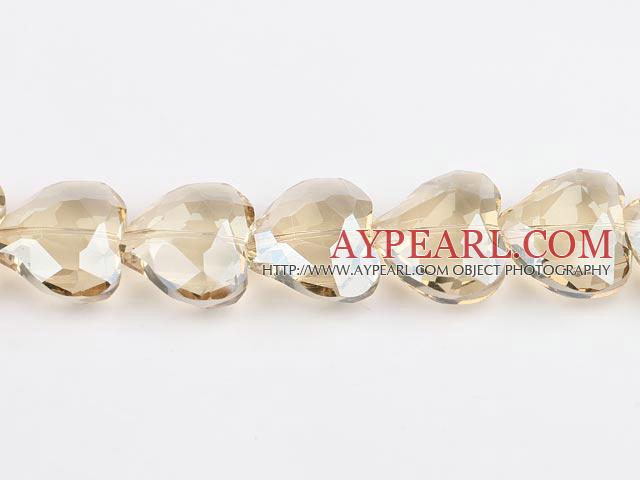 Manmade Crystal Beads,10*22*28mm heart,Champagne,Sold per 13.39-inch strands