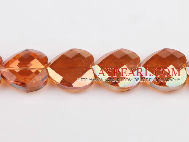 manmade crystal beads,10*28*28mm heart, accompany with the orange color , sold per 12.6inch strand