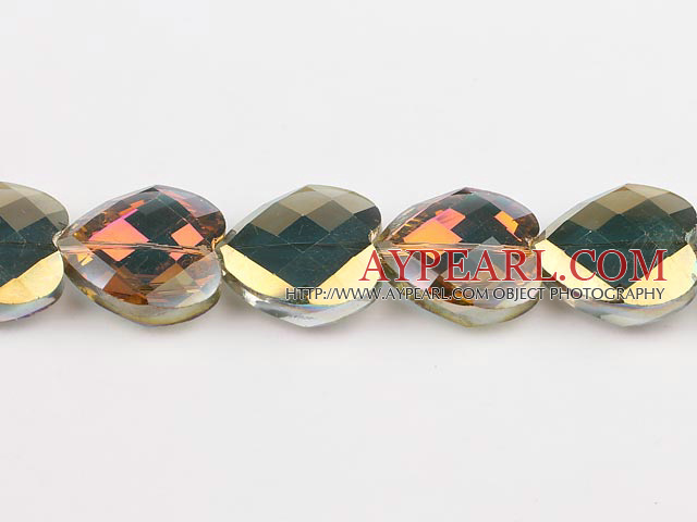 manmade crystal beads,10*28*28mm heart, accompany with the red color ,Sold per 12.6-inch strands