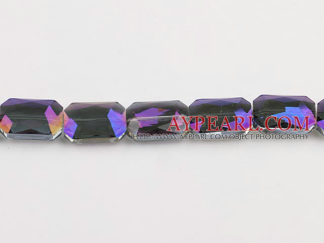 crystal beads,8*14*20mm rectangle,accompany with the purple color,sold per 14.17inches strand