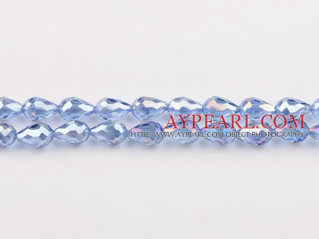 Manmade Crystal Beads, Light Blue, 8*12mm straight hole, drop shape, Sold per 27.95-inch strand