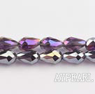 Manmade Crystal Beads, Flashing Purple, 8*12mm straight hole, drop shape, Sold per 27.95-inch strand