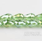 Manmade Crystal Beads, Fruit Green, 10*15mm plating-color, straight hole, drop shape, Sold per 30.31-inch strand