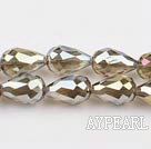 Manmade Crystal Beads, Gray, 10*15mm plating-color, straight hole, drop shape, Sold per 30.31-inch strand
