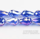 Manmade Crystal Beads, Dark Blue, 10*15mm plating color, straight hole, drop shape, Sold per 29.53-inch strand