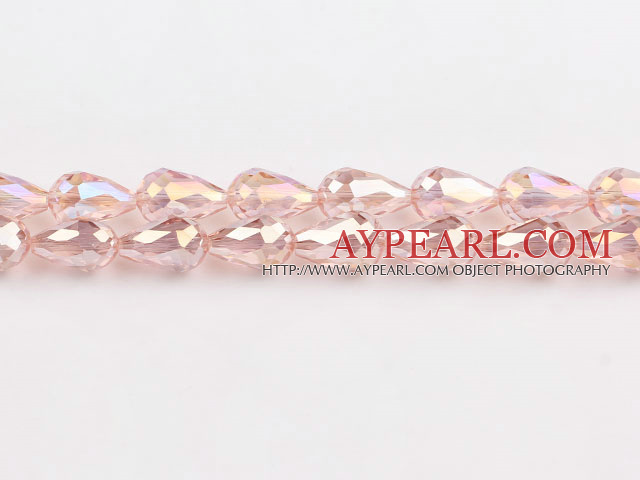 Manmade Crystal Beads, Water Red, 10*16mm plating color, straight hole, drop shape, Sold per 29.92-inch strand