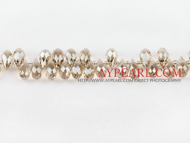 Manmade Crystal Beads, Silver Champagne Color, 6*12mm plating color, drop shape,Sold per 16.14-inch strands