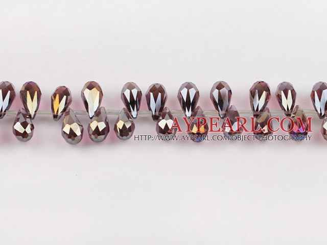 Manmade Crystal Beads, Purple, 7*14mm plating-color, hole drop shape,Sold per 16.14-inch strands