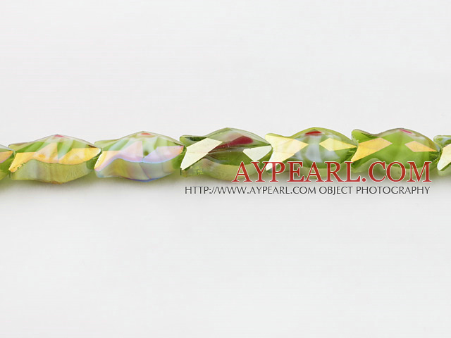 Crystal Beads, Green, 10*10*12mm fish shape, faceted, Sold per 13.39-inch strand