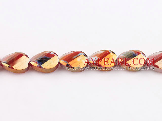 Crystal Beads, Porcelain Red, 8*13*18mm plating color, twist egg shape, Sold per 12.8-inch strand