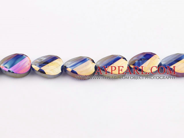 Crystal Beads, Porcelain Blue, 8*13*18mm plating color, twist egg shape, Sold per 12.8-inch strand