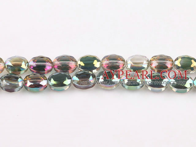 Crystal Beads, Green, 6*9*12mm plating color, egg shape, Sold per 14.2-inch strand